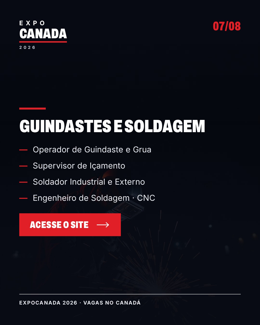 Vagas em guindastes e soldagem